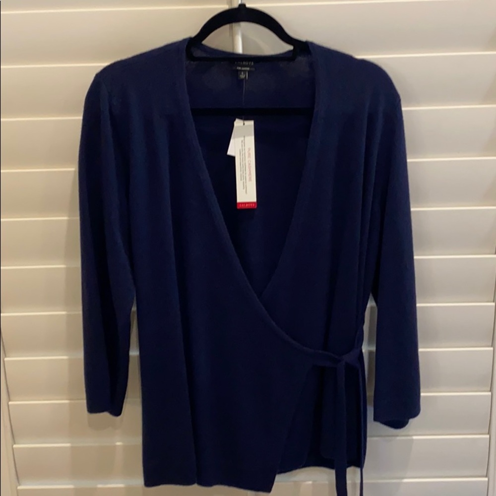 Talbots Navy Blue Cashmere Wrap Sweater - Large
